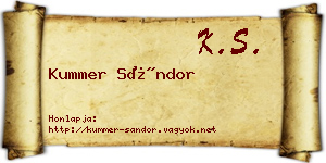 Kummer Sándor névjegykártya