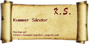 Kummer Sándor névjegykártya