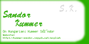 sandor kummer business card